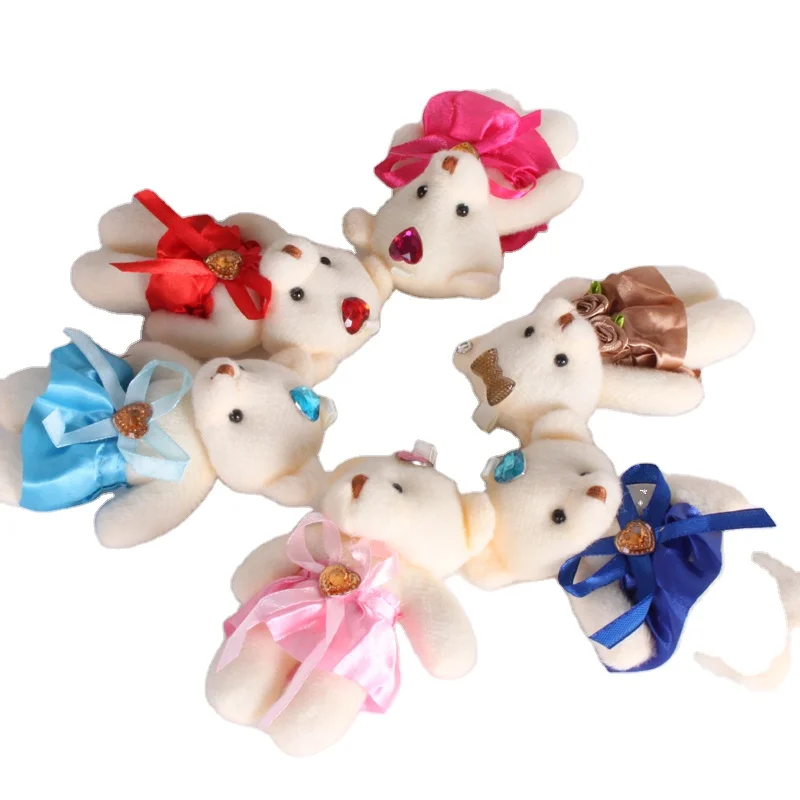 12pcs/Lot 11 Colors Mini Teddy Bear Stuffed Plush Toys Diamond Female Teddy Bear Dolls for Wedding  Bears with Dress