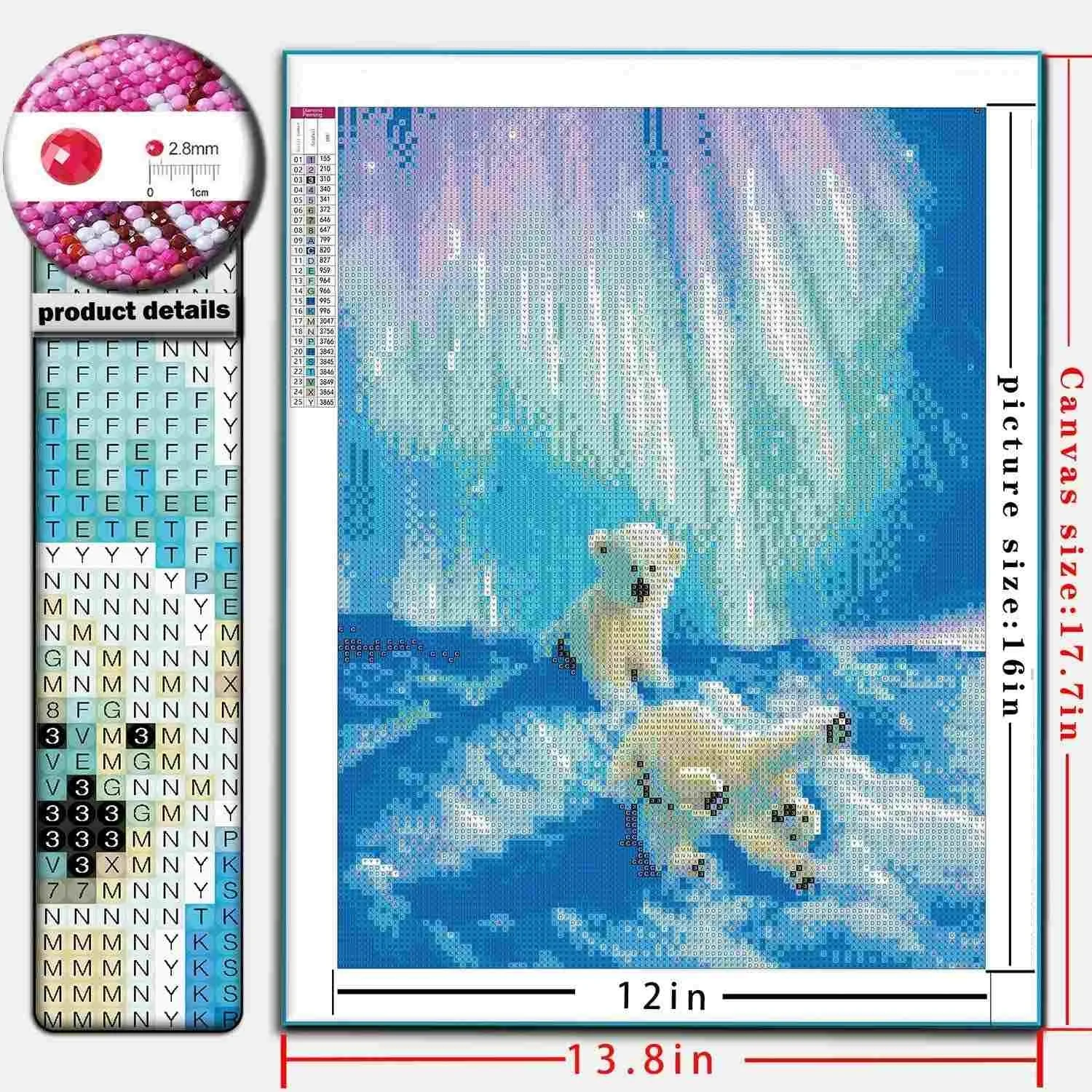 5D Full Drill Diamond Painting Kits For Adults And Kids With Round Gems Art Crafts Polar Bear Home Wall
