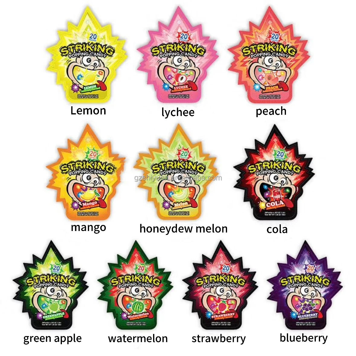 30g Sweet Fruit Flavor Magic Pop Explosion Candy Popping Candy Exotic Snacks for Kids Box Packaging