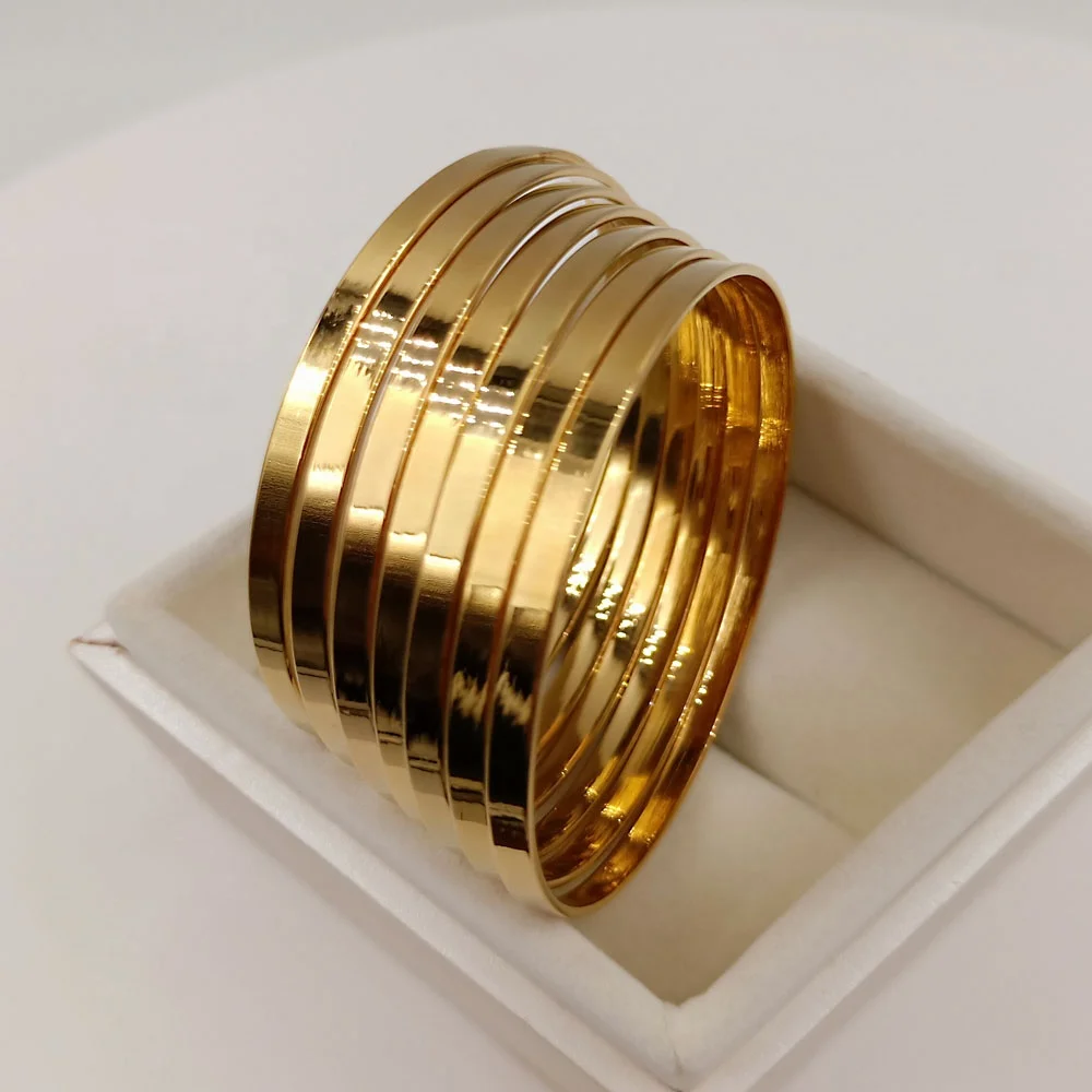 Модные ювелирные изделия 18K позолоченный из нержавеющей стали 3 мм металлический браслет заготовки простой Набор браслетов для женщин