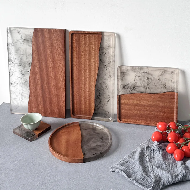 New arrival custom epoxy resin wood charcuterie board cheese serving board for food preparation