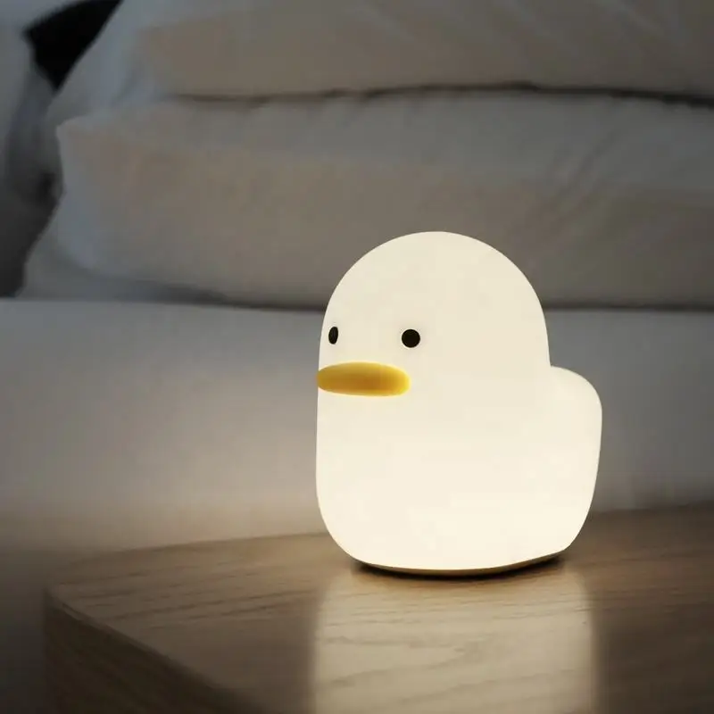 Wholesale Cute Silicone Small Usb Baby Sensor Night Light Rechargeable Stuffed Animal Duck Night Light Lamp For Kids Room