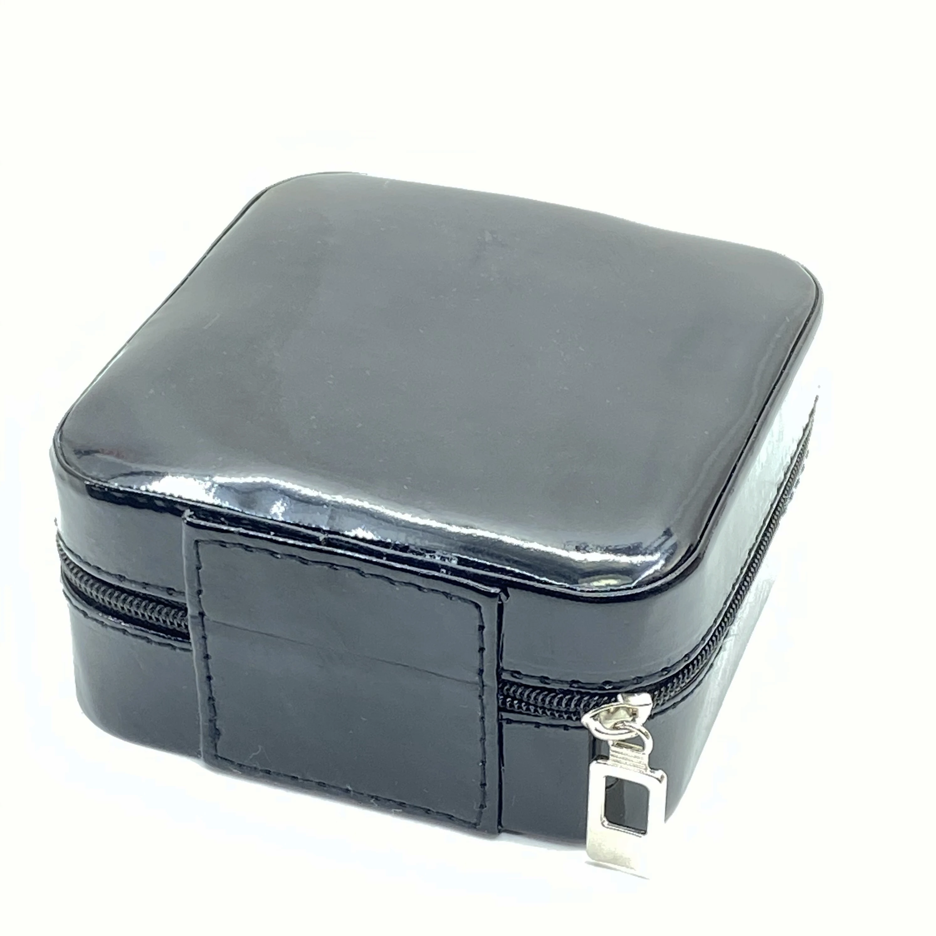 
Black PU leather Square black jewelry packing box with zipper 