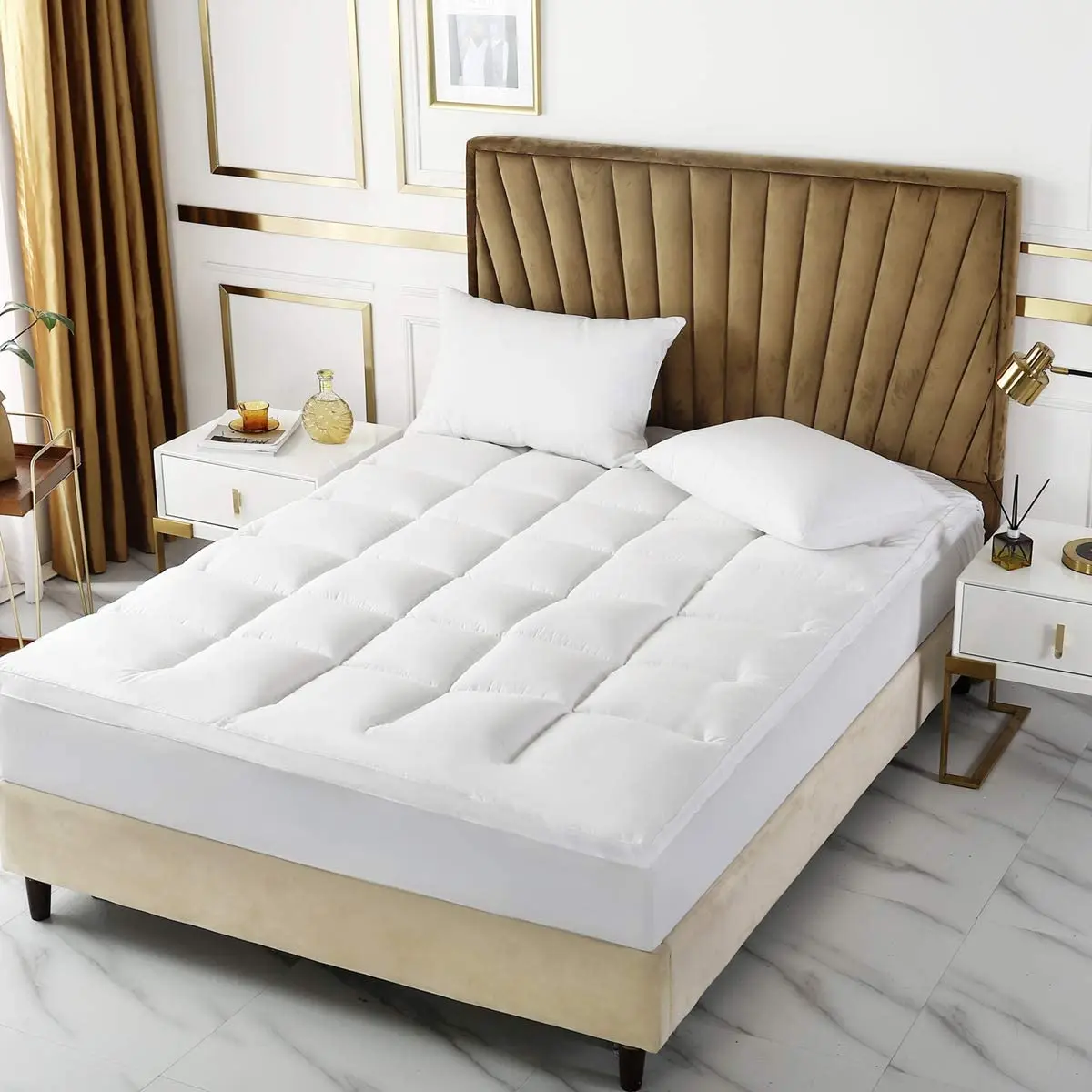 Sleeping Partner King Bed White Feather and Down Mattress Topper/Pad