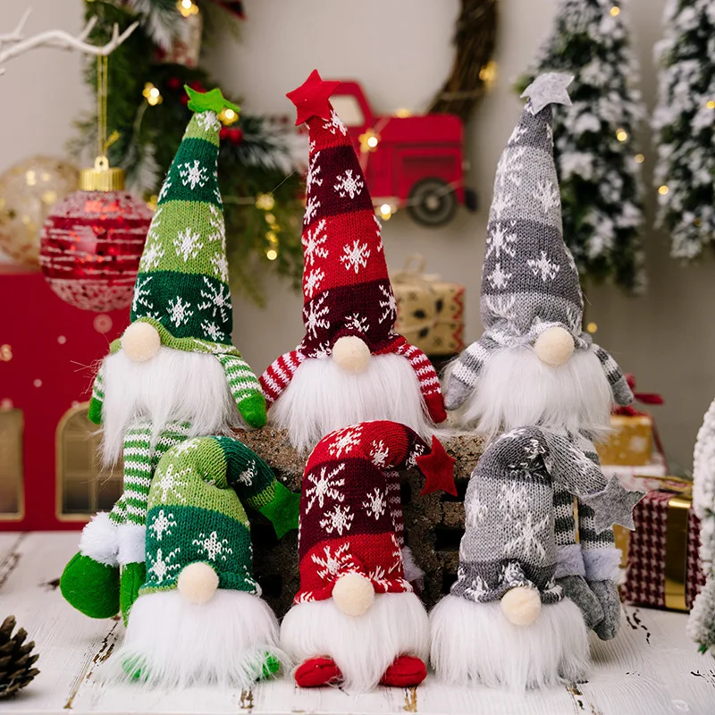 Christmas decoration faceless doll forest old man snowflake knitted hat with light Rudolph hanging leg goblin doll