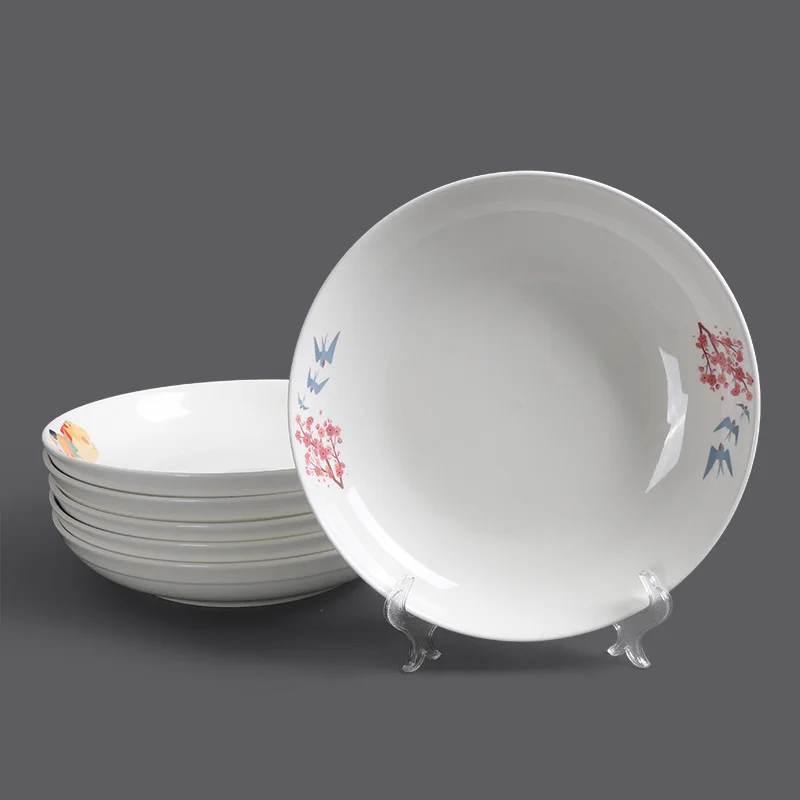 Clear Style Print Shape Accept Custom Size Tableware Ceramic Round Deep Dish Soup Plate