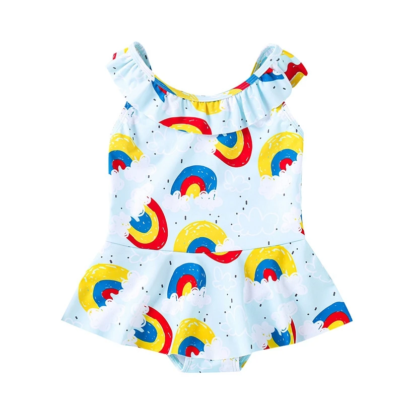 
0-18m Toddler Kids Baby Girls Rainbow Bikini One-piece Swimwear Swimsuit Beachwear Summer Cute Print Kids Beach Wear 
