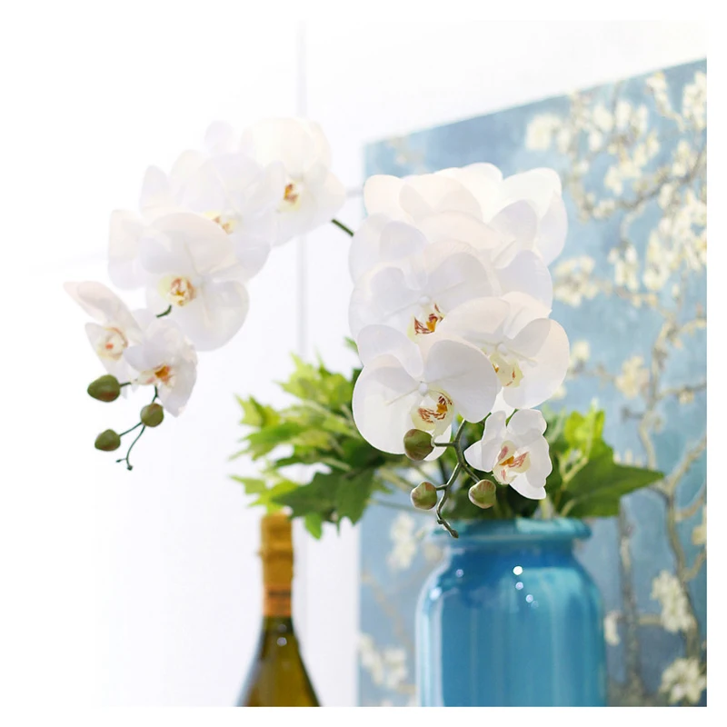 Wholesale real touch plastic phalaenopsis In bulk silk stem decorative flowers artificial orchid for wedding decoration