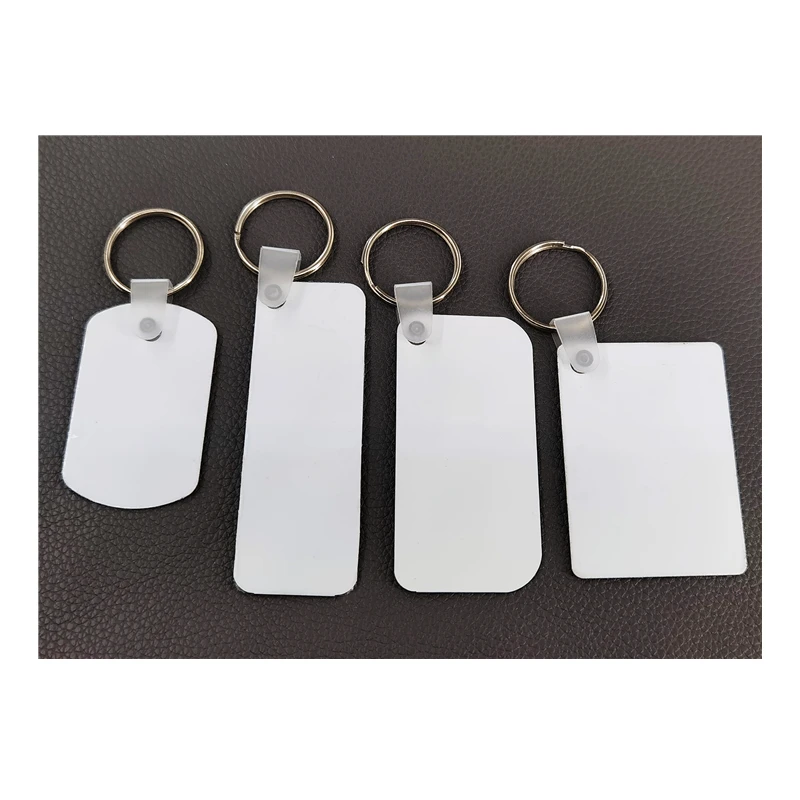 Custom Double Sided Metal Key Rings Sublimation Blank KeyChains Aluminum Blank White Heat Press Printing Key Holders