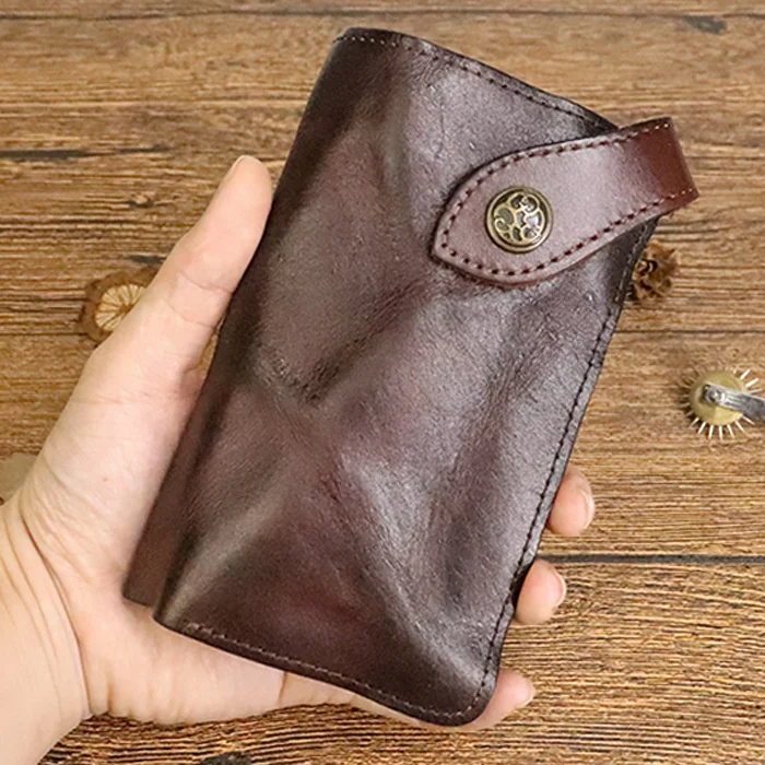 2022 Fashion vintage men leather wallet smart washed leather card wallet for men 15*9 cm