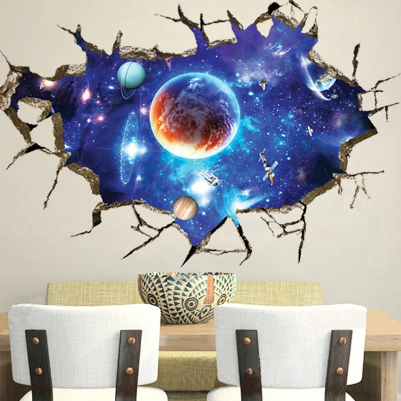 Клейкие съемные обои 3d с внешним пространством наклейки для детской комнаты