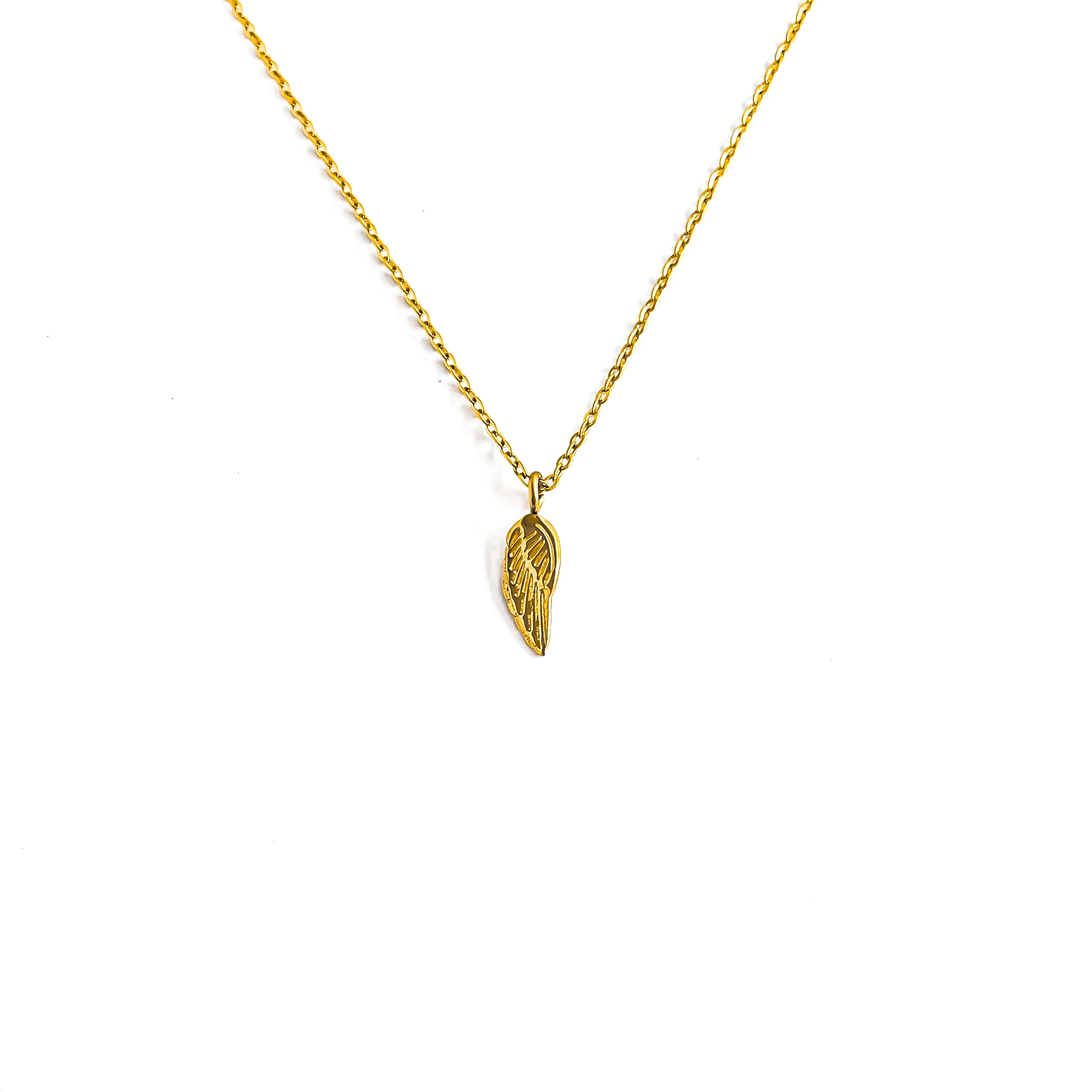 AIZL Courage Jewelry Bird Wings Pendant Real Gold Plated Custom Stainless Steel Necklace