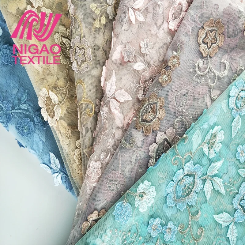 Новый дизайн, 3d цветочное кружево, тюль, вышитая ткань для платья