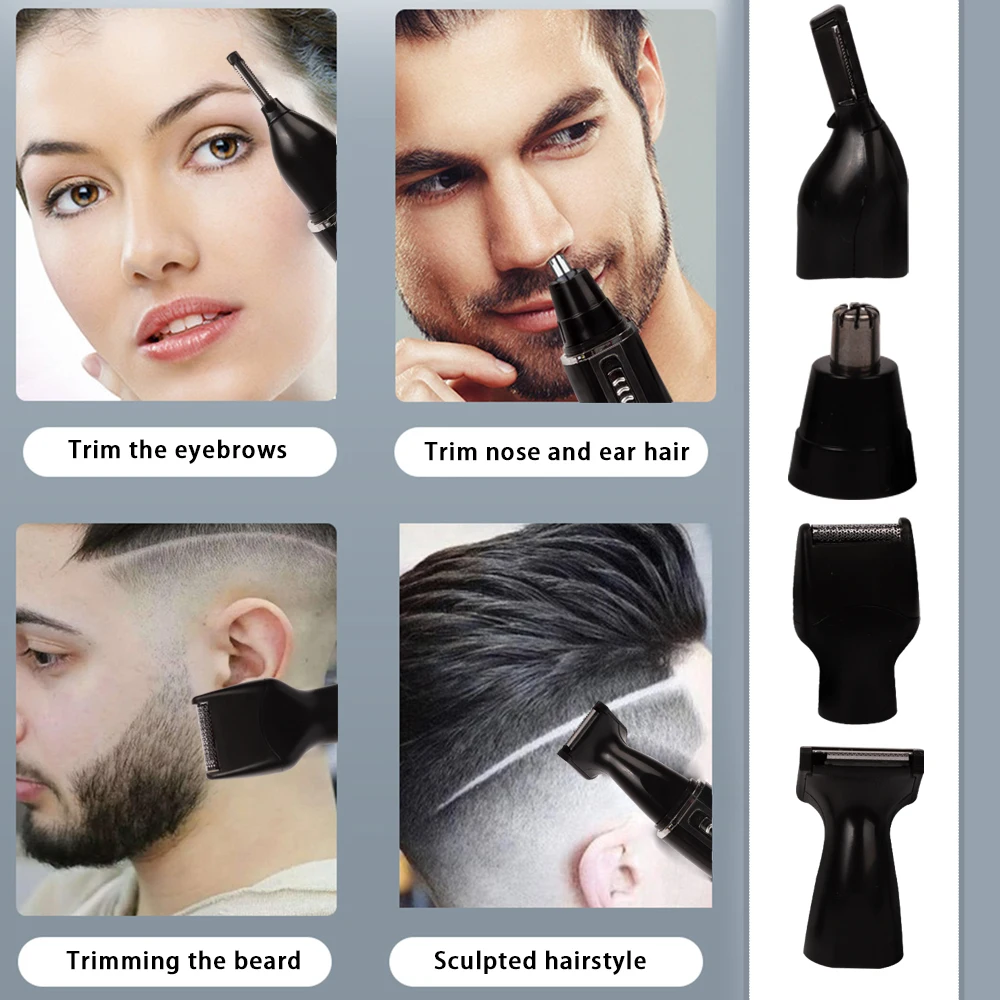 Kemei-6630 4 в 1 триммер для носа и бороды, триммер для бровей, перезаряжаемый электрический триммер для носа, машинка для стрижки волос