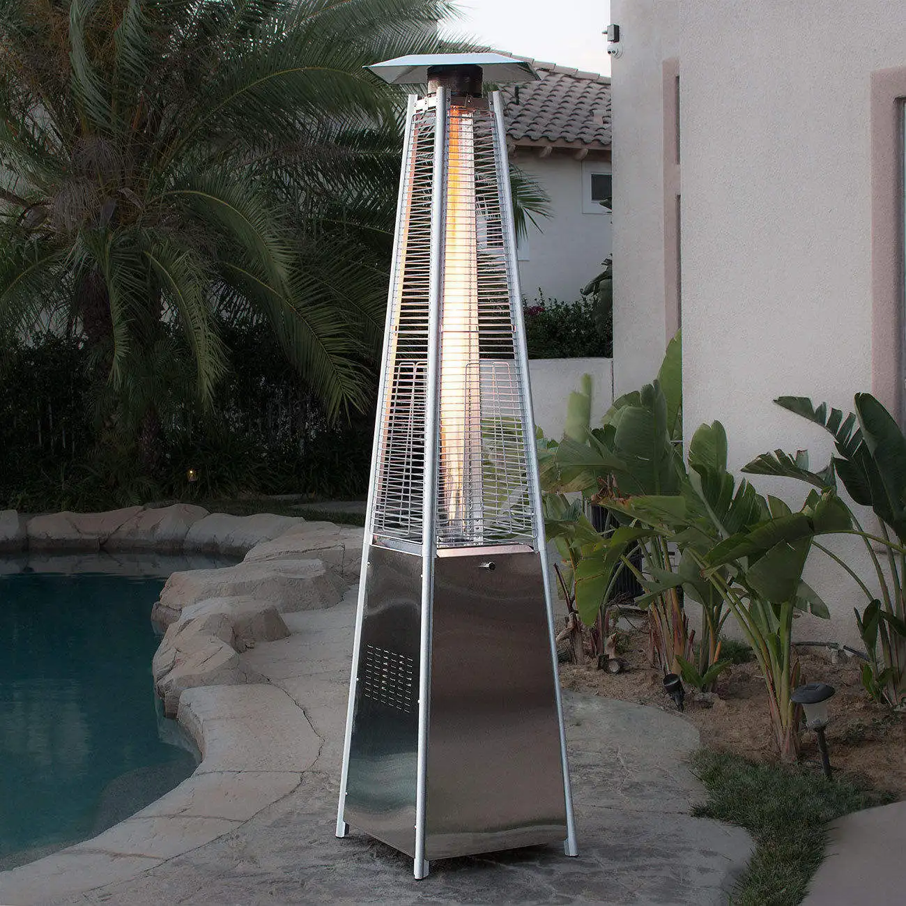 Outdoor Tower-shaped Courtyard Heating Stove Real Fire Mobile Heater