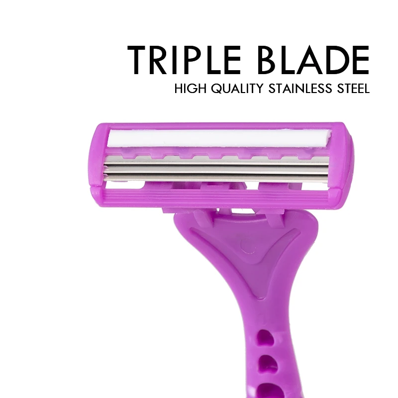 PearlMax Wholesale Razor Newest 3 blades Women Razor Premium German Stainless Steel  Blade Bikini Underarm Disposable Shaving