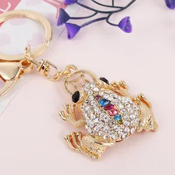 Professional made diamond toad frog trendy style keychain pendant cute women keychains