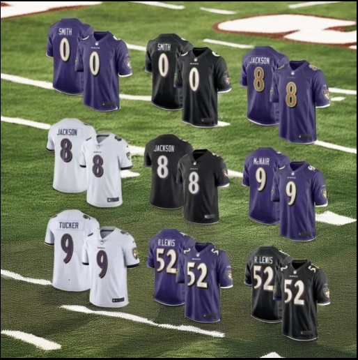 Новая Мужская командная форма Baltimore Ravens майка для американского футбола с вышитыми логотипами Молодежная Спортивная одежда черная 2024