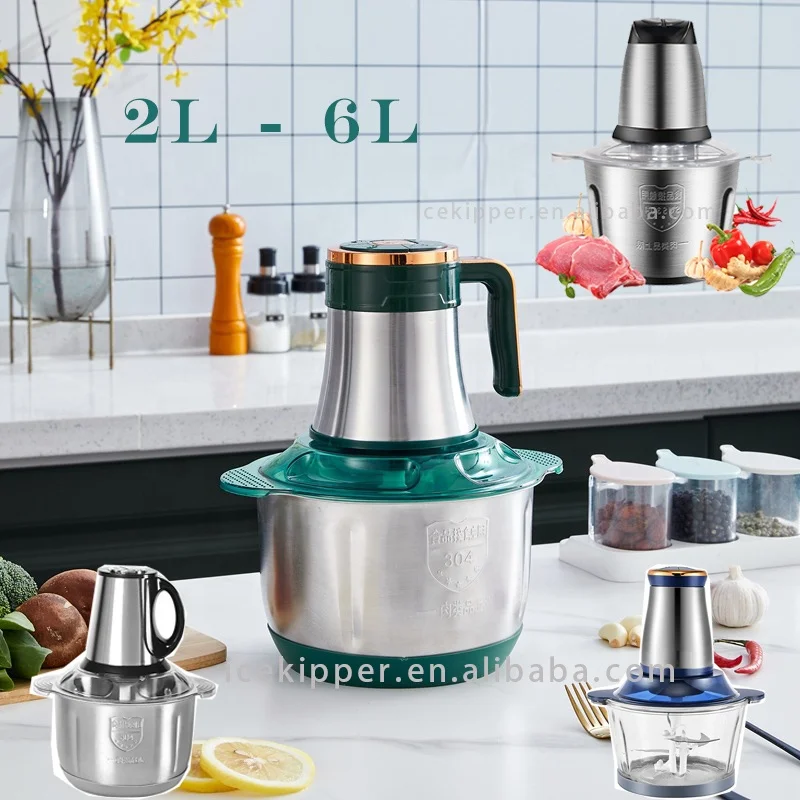 Food Processor Blender Meat And Vegetable Electric Meat Chopper 2L 6L Multifunction Stainless Steel  Bowl Meat Blender Machine