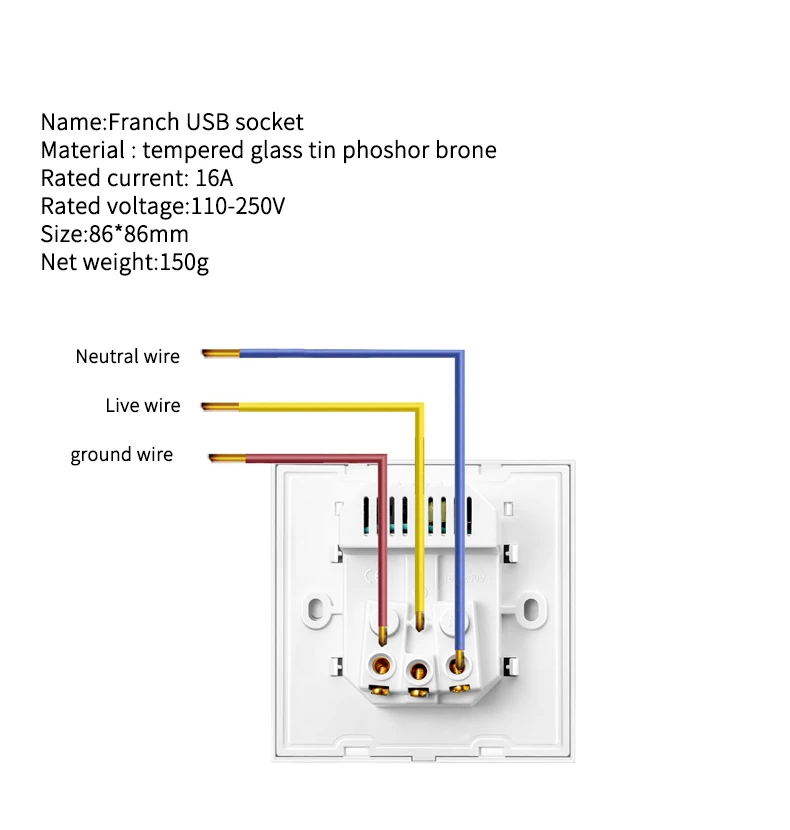 Sixwgh USB настенная розетка 86 стиль стеклянная панель Франция Стандартный электронный таймер Разъем питания Разъем настенный встроенный двойной Usb выход