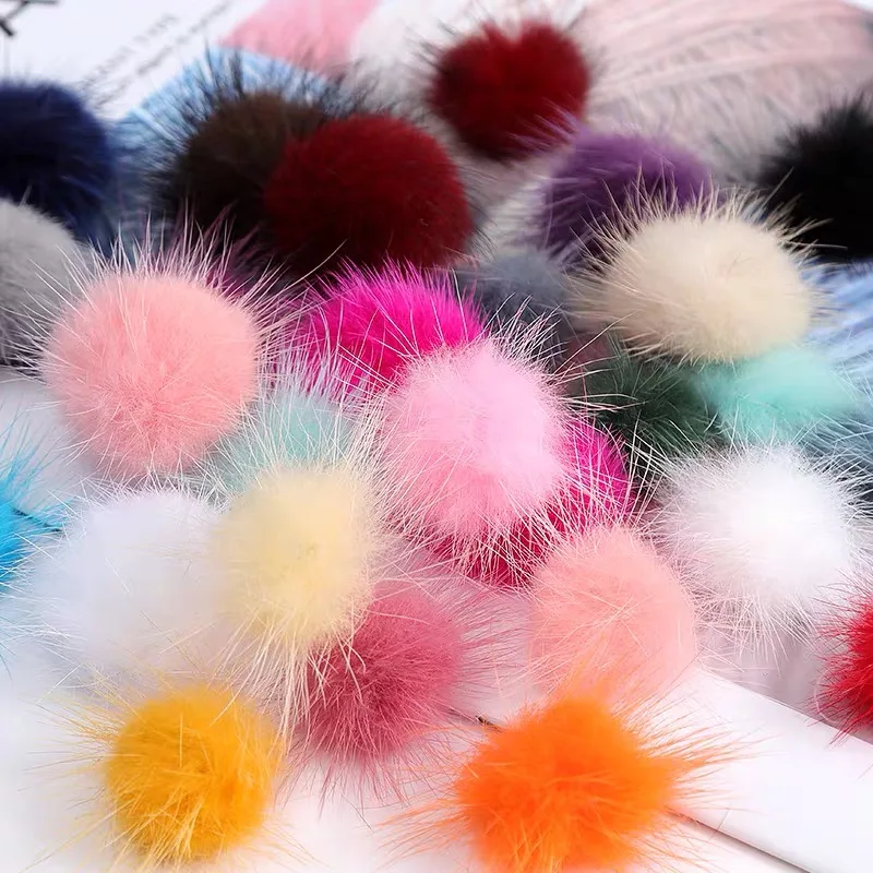 CX-A-08 Winter Earrings Jewelry Making Diy Material Genuine Mink Ball Fur Pom Pom