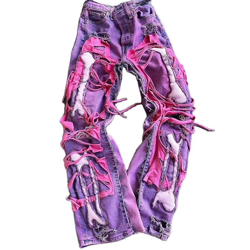 DiZNEW Custom logo Straight Leg Designer Stretch jeans Denim men Straight Loose wash jeans fashion men jeans