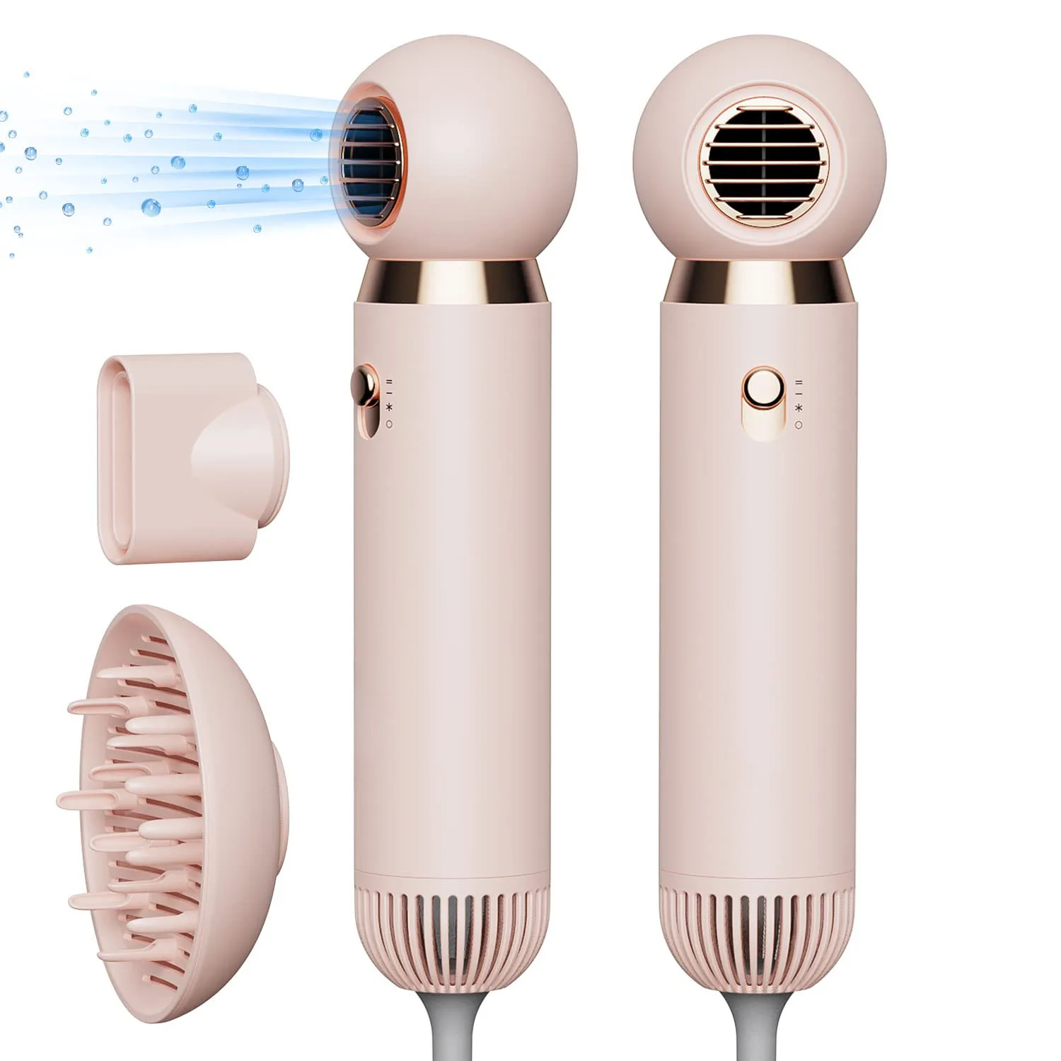 Mini Hair Dryer Professional Hair Blow Dryer with Dual Ionic Technology Powerful 1800W Plasma Hair Dryer with 3 Intelligent Heat