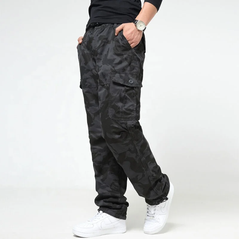 Factory Polyester Slim Fit Multi Pocket Leisure Cargo Work Pants for Mens