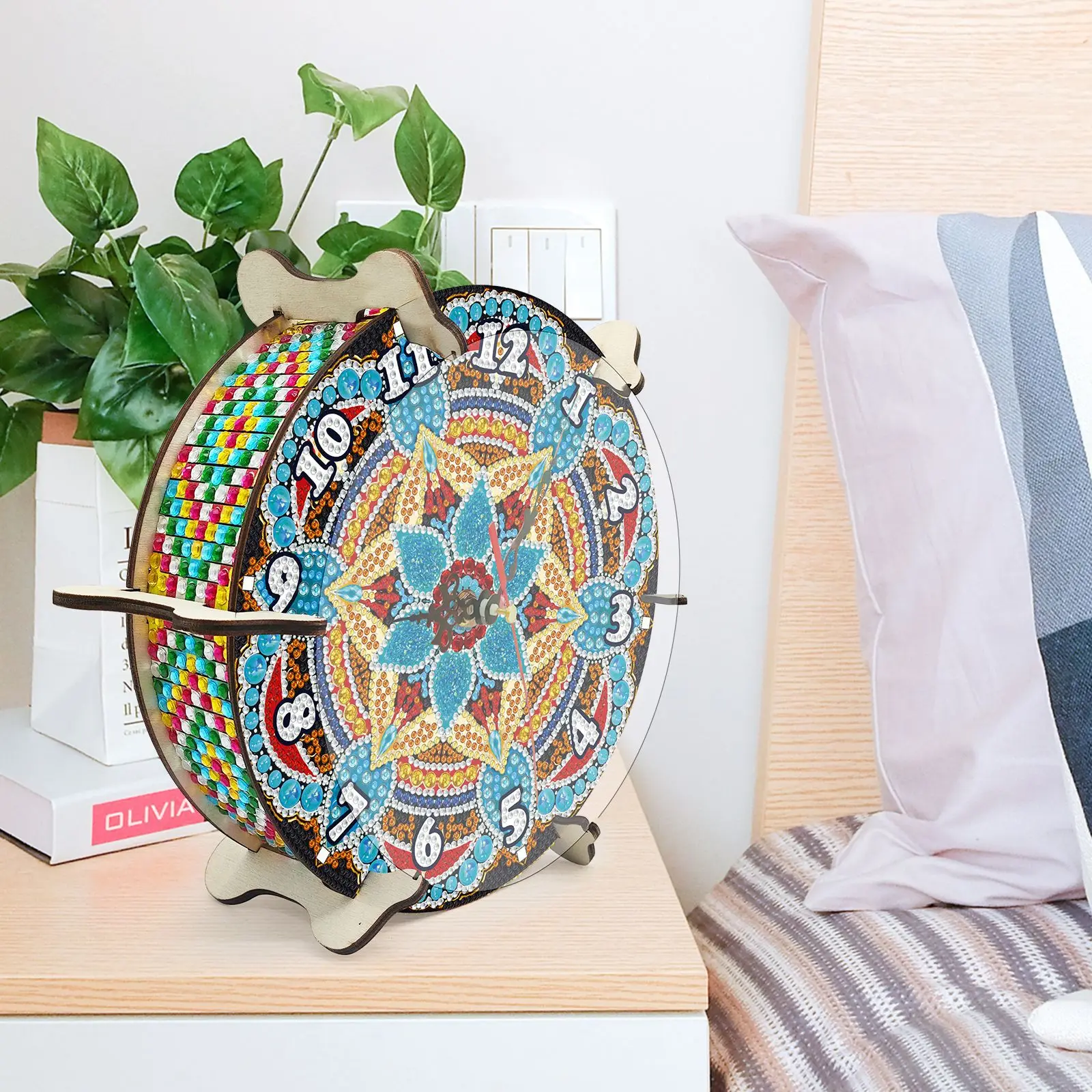 Mandala Bohemian Clocks Rhinestone Arts Craft Diamond Paintings by Number Kits for Adults