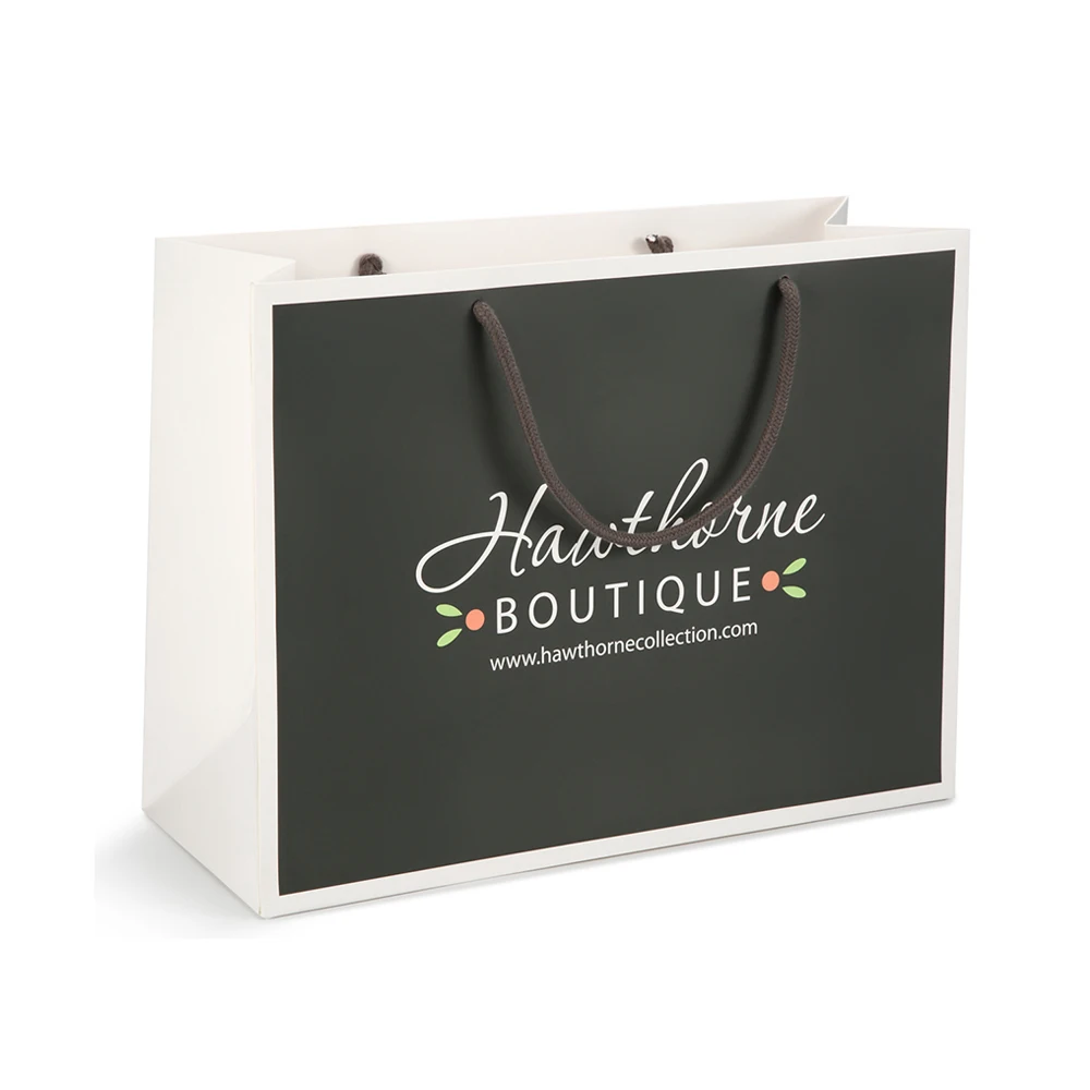 Custom logo printed luxury merchandise retail euro tote cardboard packaging art paper shopping bags for clothes/clothing bag