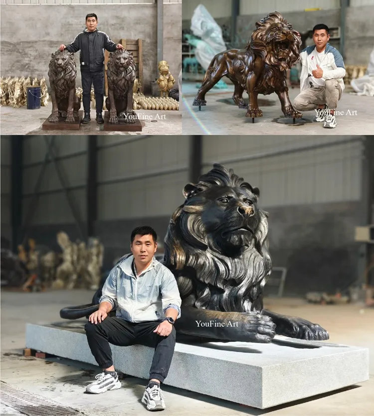 bronze lion statue show