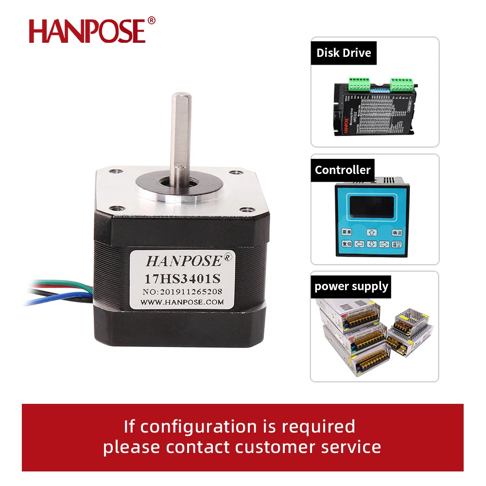 HANPOSE nema17 stepper motor 17HS3401S-1MD high torque 28N.cm 1.3A  for 3D printer accessories  Straight outlet 42 stepper motor