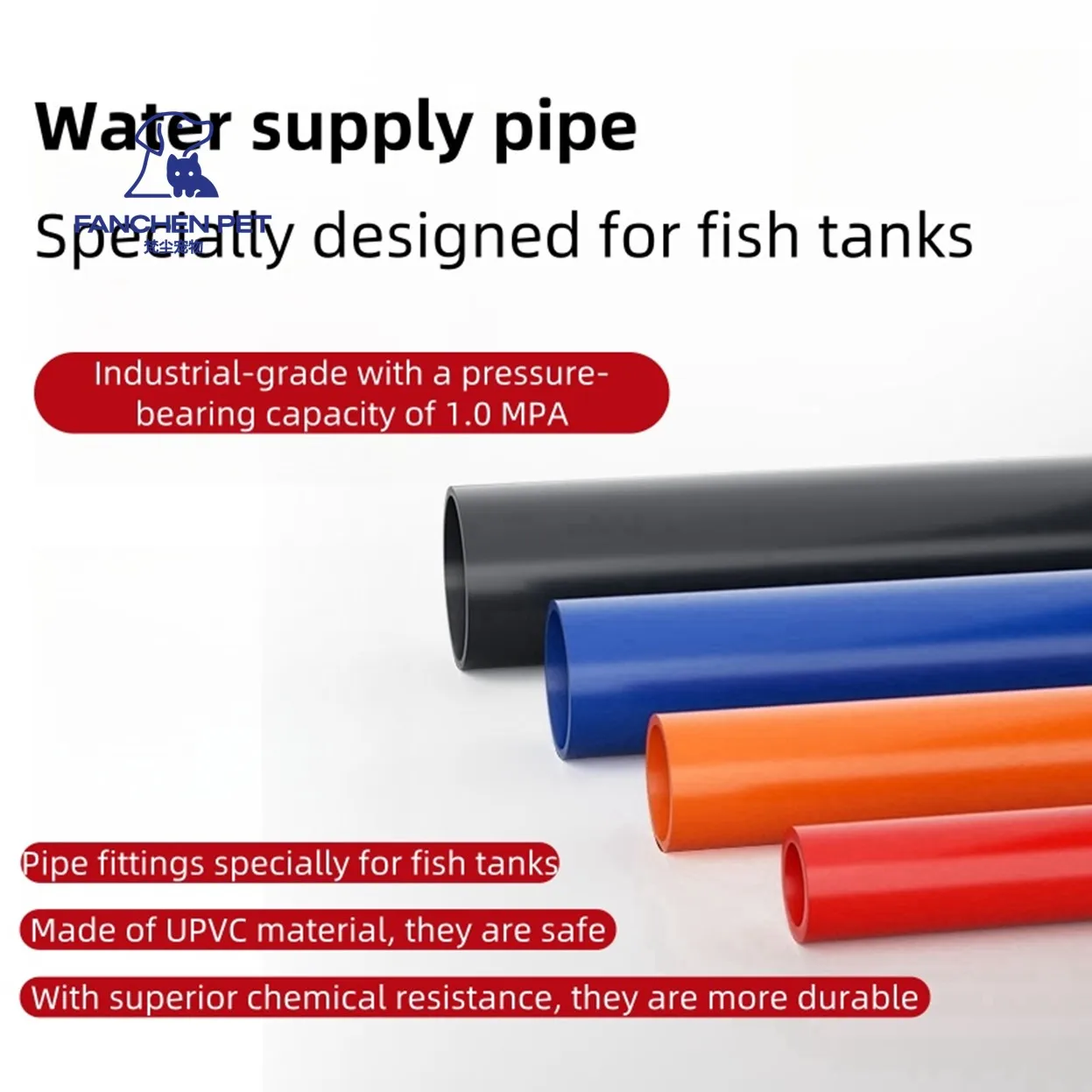 Blue Fish tank accessories PVC Pipe Plastic Rigid Tubing Round High Impact Drain Pipe