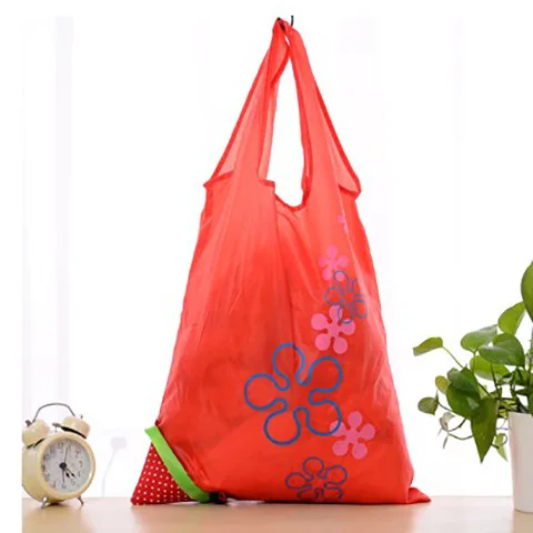 Strawberry bag Oxford Cloth folding logo portable fruit reusable non-woven custom shopping bag