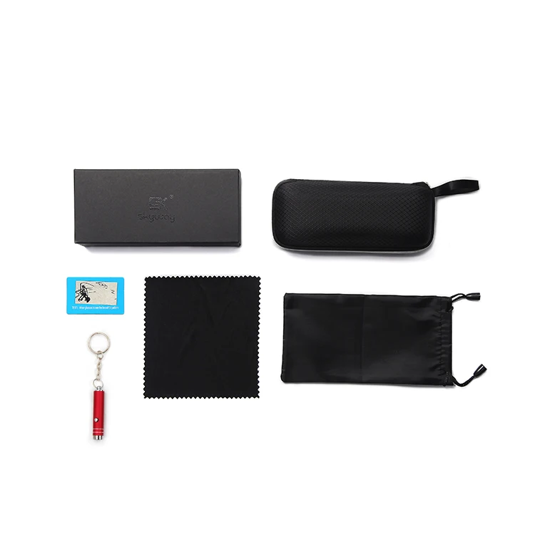 SKYWAY Eyeglasses Bag , Pouch ,  Case , Cloth ,  Polarized Card , Blue Light Blocking Test Lamp Eyewear Full Set Accesseries