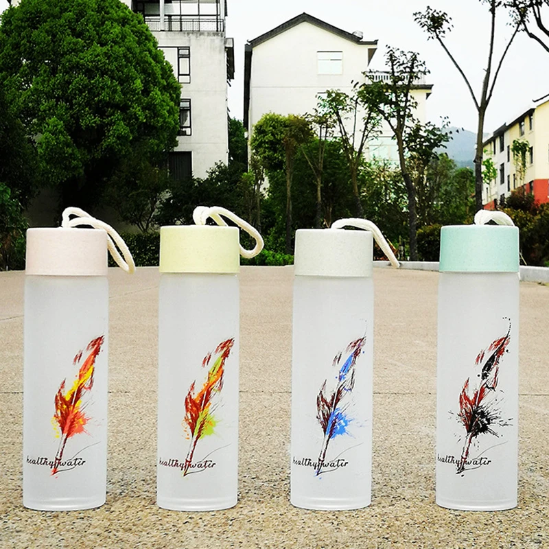 Hot Sale Frosted High Borosilicate Screw  Lid Glass Bottle for Beverage And Drinking Water