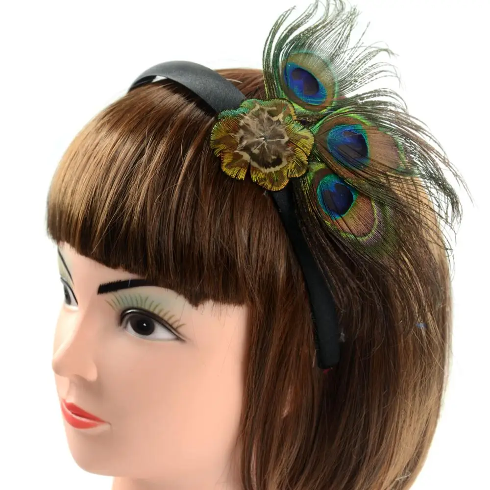 Feather Fascinator Headband for Women Tea Party Bridal Wedding Cocktail Hat Dress up Kentucky Derby Gatsby Hair Accessory