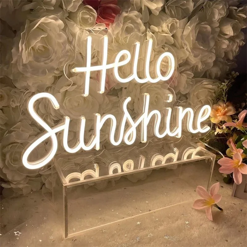 Unbreakable hello gorgeous backlit lamp bedroom wall light up hello sunshine neon sign for gift bar party salon