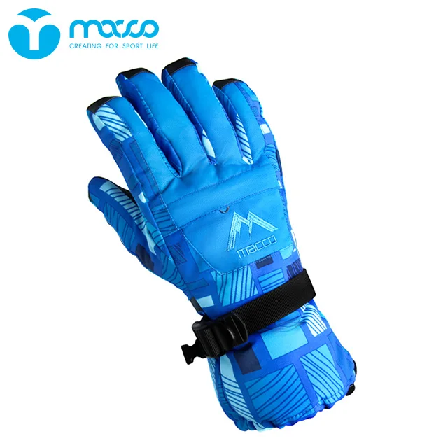 
macco Professional thickened waterproof and warm motorcycle ski gloves winter touchable plus velvet cotton five-finger blue 