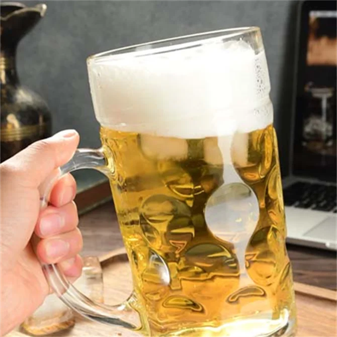 Cheap Prices Sale  Engraved Personalized Insulated Funny Dimpled Custom 1.3L Glass Beer Mugs