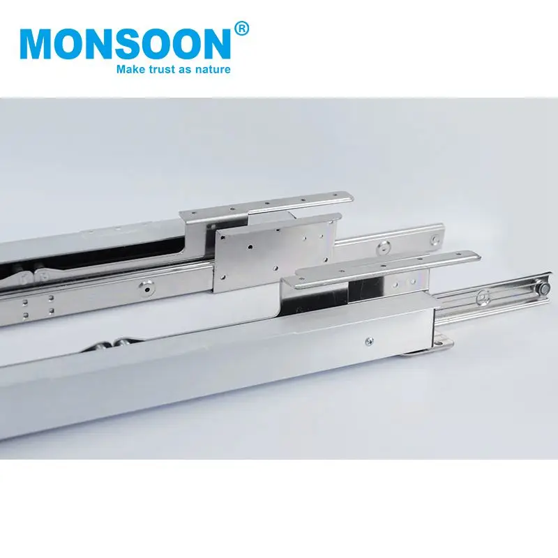 kitchen cabinet heavy multi-Fold table slide rails zinc plated synchronous ball bearing soft close dining table slide