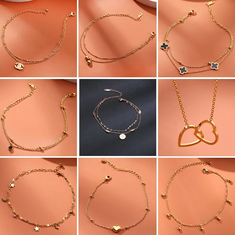 Женская мода ножной браслет дизайн ювелирных изделий из нержавеющей стали позолоченная Цепочка ножной браслет простые сексуальные ювелирные изделия