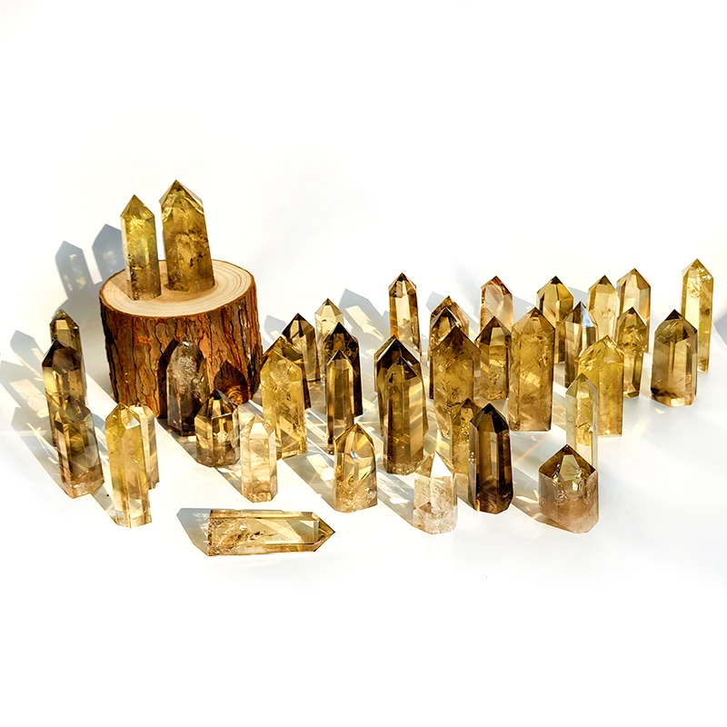 Wholesale Natural Clear citrine Point Healing stone yellow Quartz citrine Tower For Lucky fortune