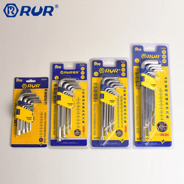 Industrial 9pcs Hex key set Torx ball point allen long T-handle Hardness 45 48 Cr-v spanner tools hex key