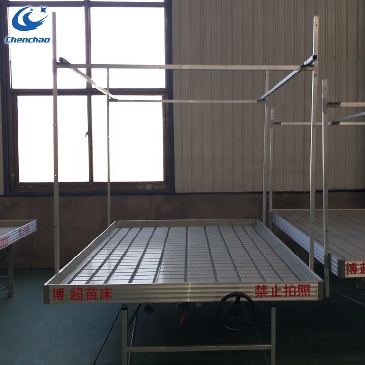 greenhouse single dental plastic seeding bed ebb flow rolling table/ bench with flood plastic tray/seeding