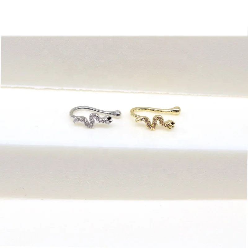 Xjy OEM sexy nose ring snake nose cuffs  clip on nose hoop  CZ non piercing  jewelry for woman man