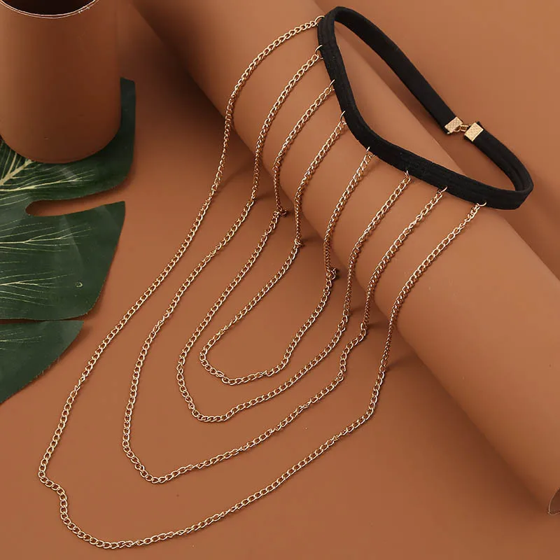 PJ-C553 Sexy Multilayer Gold Plated Body Chain Accessories Elastic Thigh Chain Leg Chains for Women and Girl