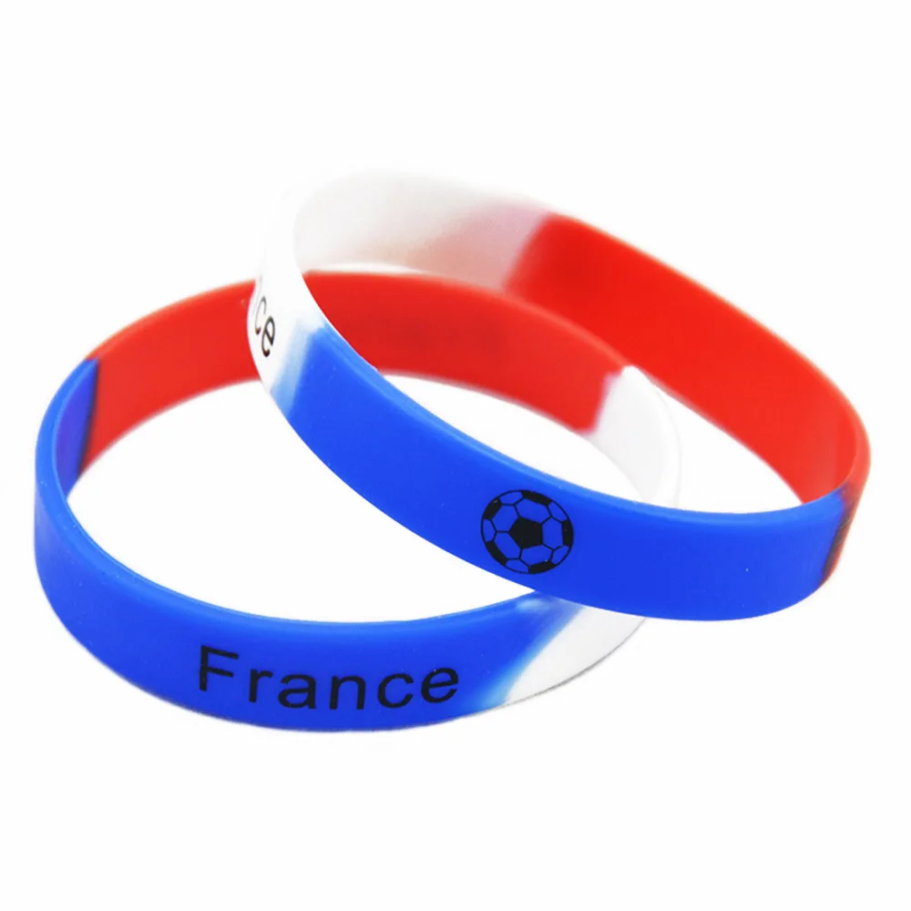 Promotional Custom Printed Logo Eco-friendly Silicone Rubber Bracelet Wrist Band National Flag Colors Silicone Wristband