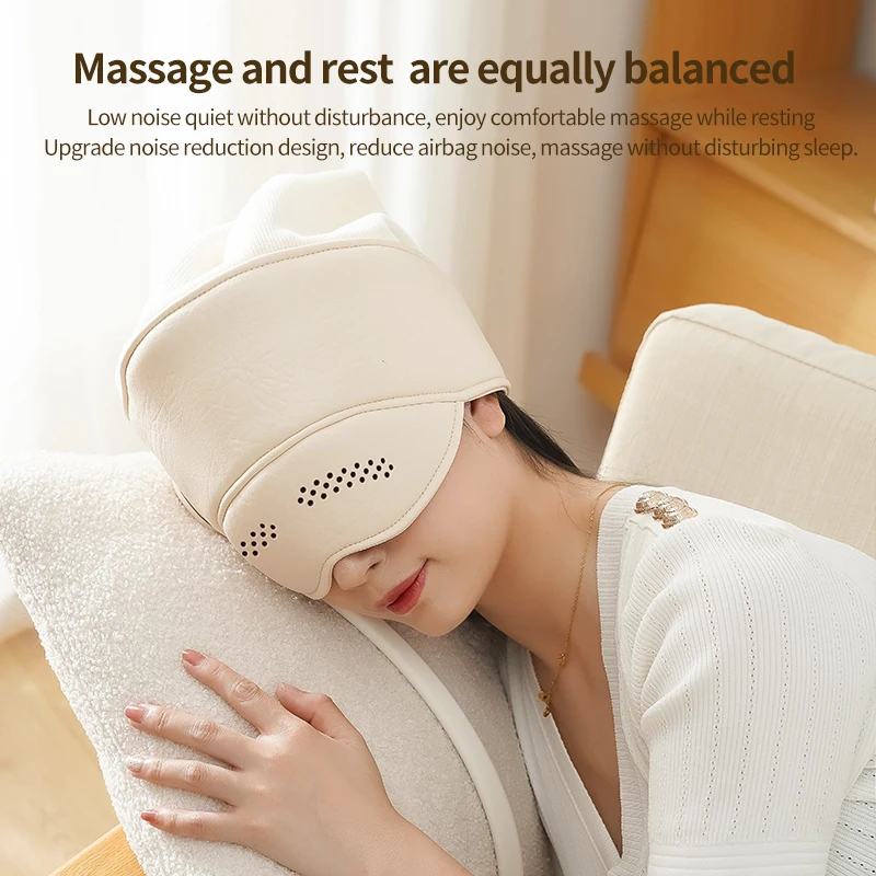 Electric Head Massager  Air Compression Headband Massager Helmet with Heating Head Wrap