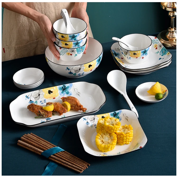 Stock Ceramic Dinnerware set Porcelain Plates Dishes Bowls and Mugs set